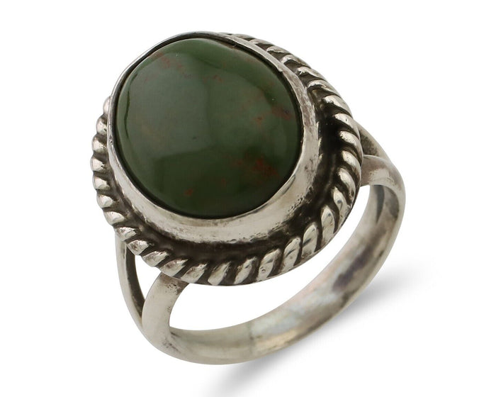 Navajo Ring 925 Silver Natural Green Turquoise Native American Artist C.80's
