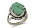 Navajo Ring 925 Silver Natural Green Turquoise Native American Artist C.80's