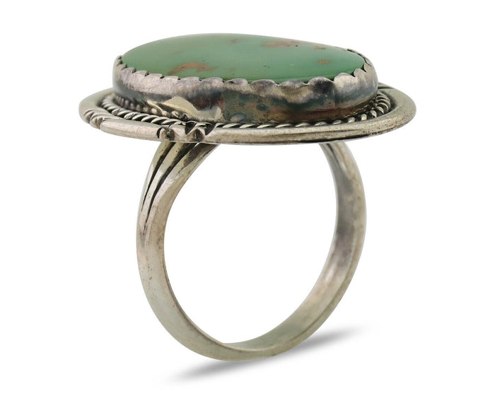 Navajo Ring 925 Silver Natural Green Turquoise Native American Artist C.80's
