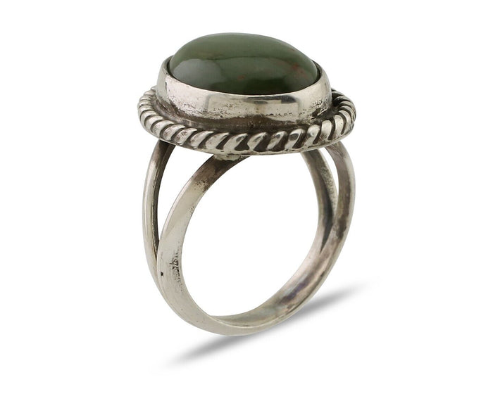 Navajo Ring 925 Silver Natural Green Turquoise Native American Artist C.80's