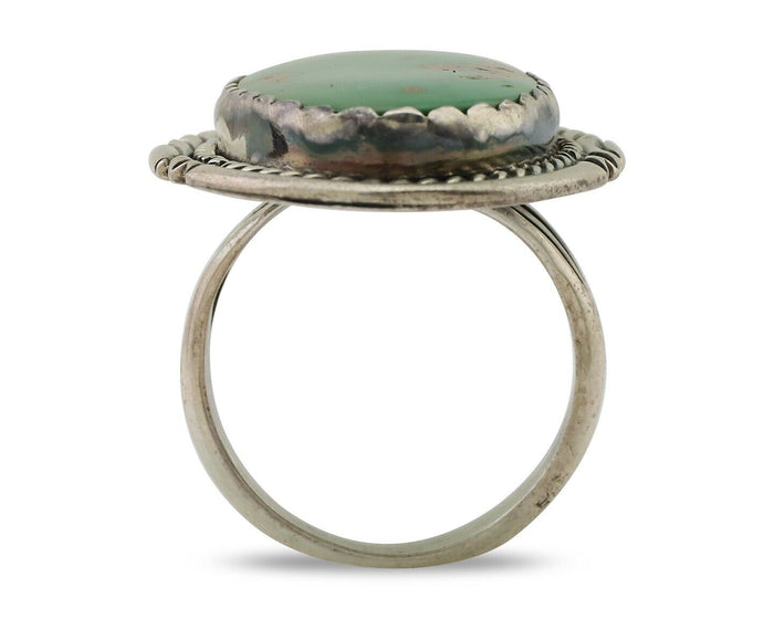 Navajo Ring 925 Silver Natural Green Turquoise Native American Artist C.80's