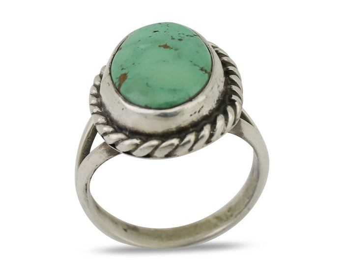 Navajo Ring 925 Silver Natural Green Turquoise Native American Artist C.80's