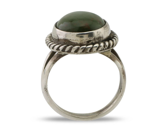 Navajo Ring 925 Silver Natural Green Turquoise Native American Artist C.80's
