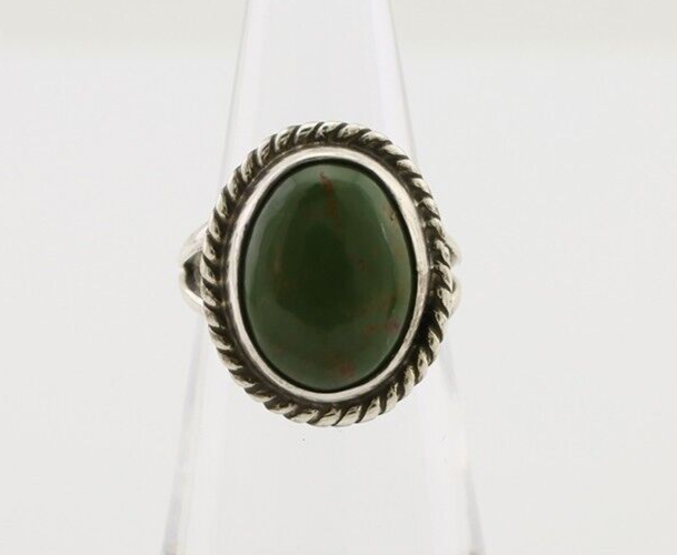 Navajo Ring 925 Silver Natural Green Turquoise Native American Artist C.80's