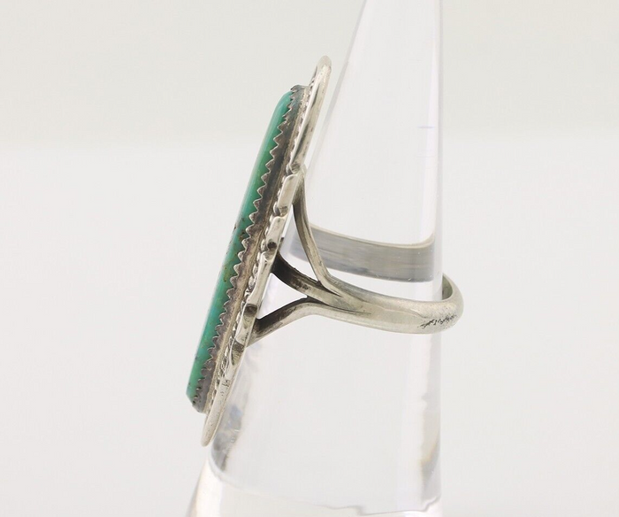 Navajo Ring 925 Silver Natural Green Turquoise Native American Artist C.80's