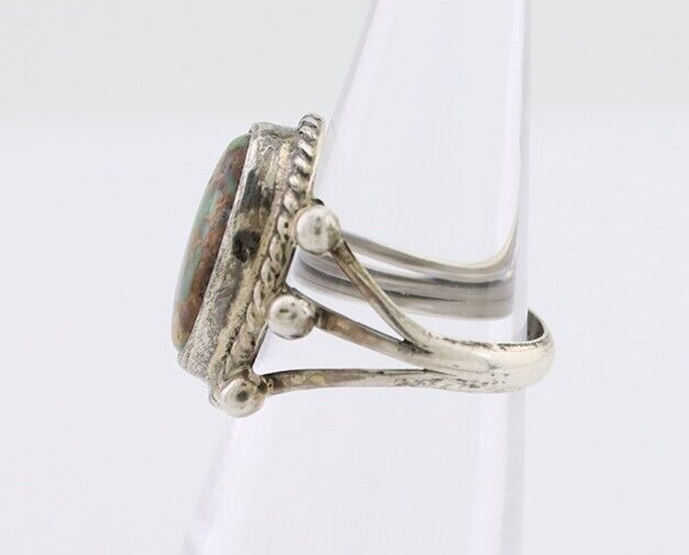 Navajo Ring 925 Silver Natural Green Turquoise Native American Artist C.80's