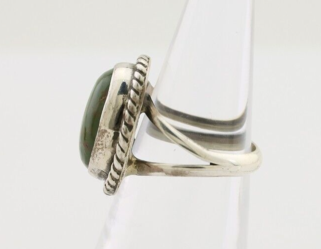 Navajo Ring 925 Silver Natural Green Turquoise Native American Artist C.80's