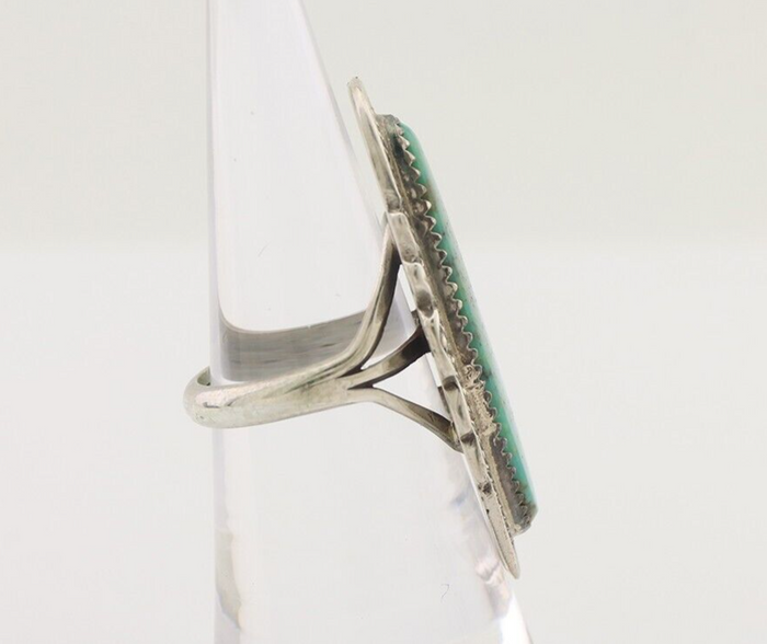 Navajo Ring 925 Silver Natural Green Turquoise Native American Artist C.80's