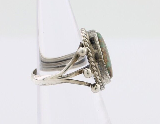 Navajo Ring 925 Silver Natural Green Turquoise Native American Artist C.80's