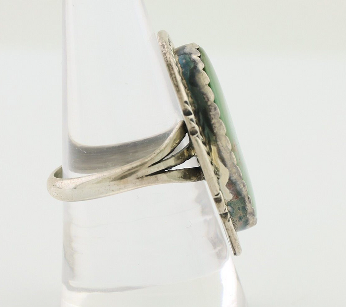 Navajo Ring 925 Silver Natural Green Turquoise Native American Artist C.80's
