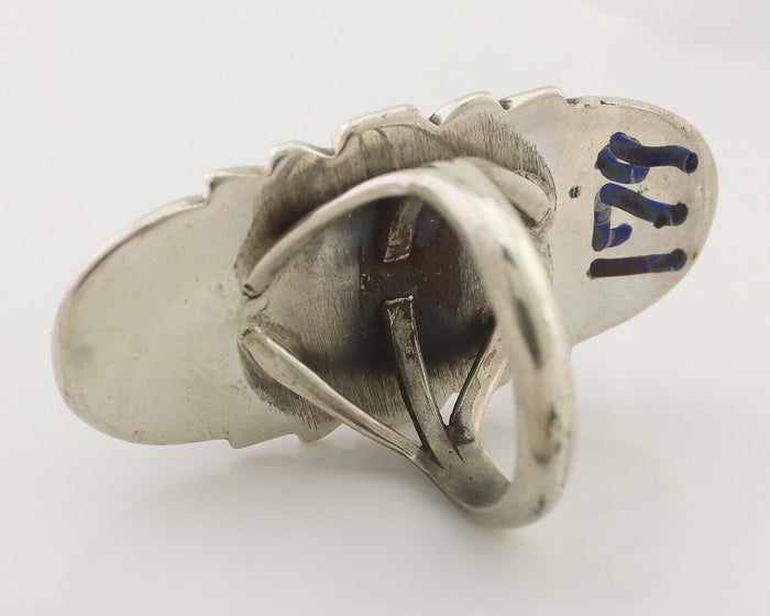 Navajo Ring 925 Silver Natural Green Turquoise Native American Artist C.80's