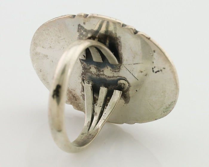 Navajo Ring 925 Silver Natural Green Turquoise Native American Artist C.80's