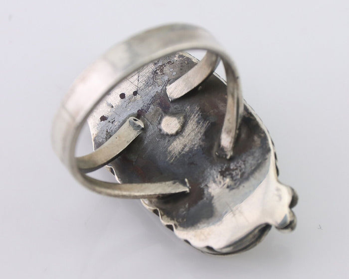 Navajo Ring 925 Silver Natural Green Turquoise Native American Artist C.80's
