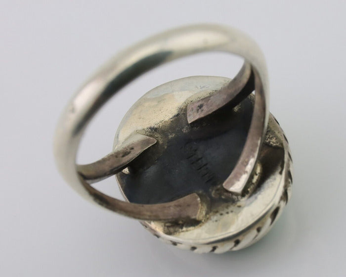 Navajo Ring 925 Silver Natural Green Turquoise Native American Artist C.80's