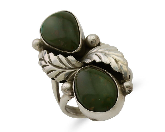 Navajo Ring 925 Silver Natural Green Turquoise Native American C.80's