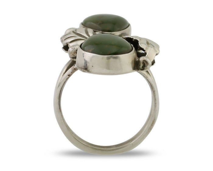 Navajo Ring 925 Silver Natural Green Turquoise Native American C.80's