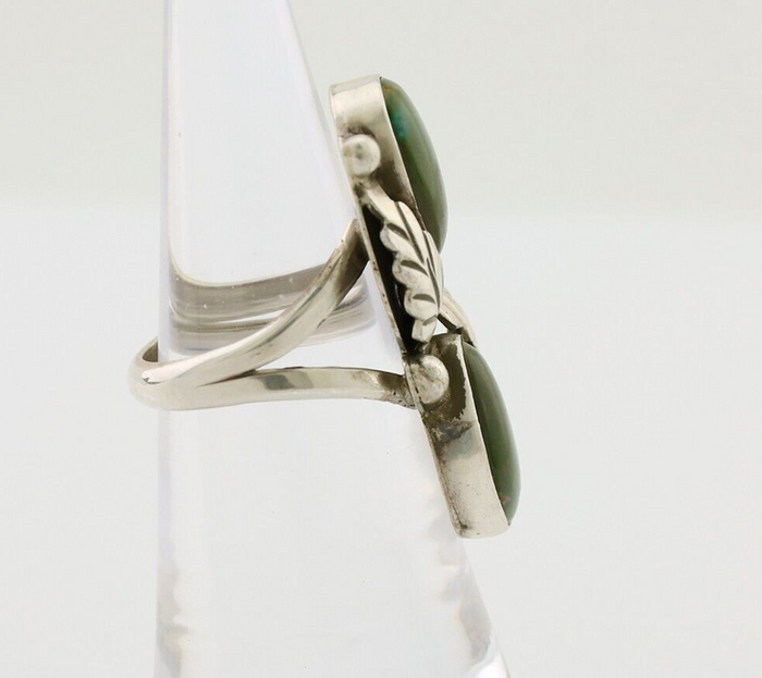 Navajo Ring 925 Silver Natural Green Turquoise Native American C.80's