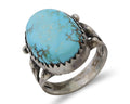 Navajo Ring 925 Silver Natural Kingman Turquoise Native American Artist C.80's