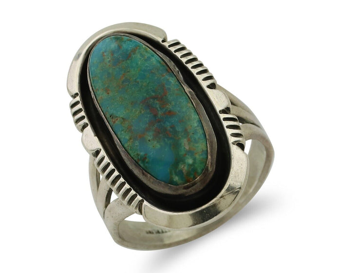 Navajo Ring 925 Silver Natural Kingman Turquoise Native American Artist C.80's