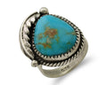 Navajo Ring 925 Silver Natural Kingman Turquoise Native American Artist C.80's