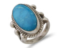 Navajo Ring 925 Silver Natural Kingman Turquoise Native American Artist C.80's