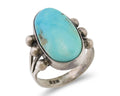 Navajo Ring 925 Silver Natural Kingman Turquoise Native American Artist C.80's