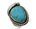 Navajo Ring 925 Silver Natural Kingman Turquoise Native American Artist C.80's
