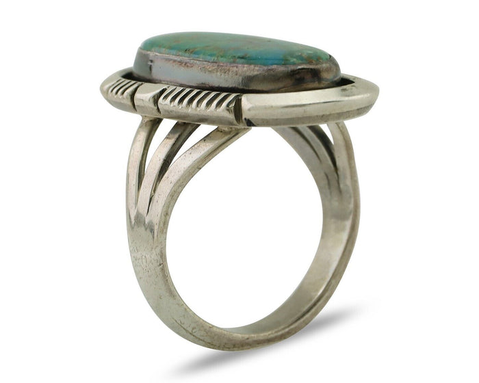 Navajo Ring 925 Silver Natural Kingman Turquoise Native American Artist C.80's