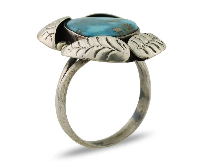 Navajo Ring 925 Silver Natural Kingman Turquoise Native American Artist C.80's