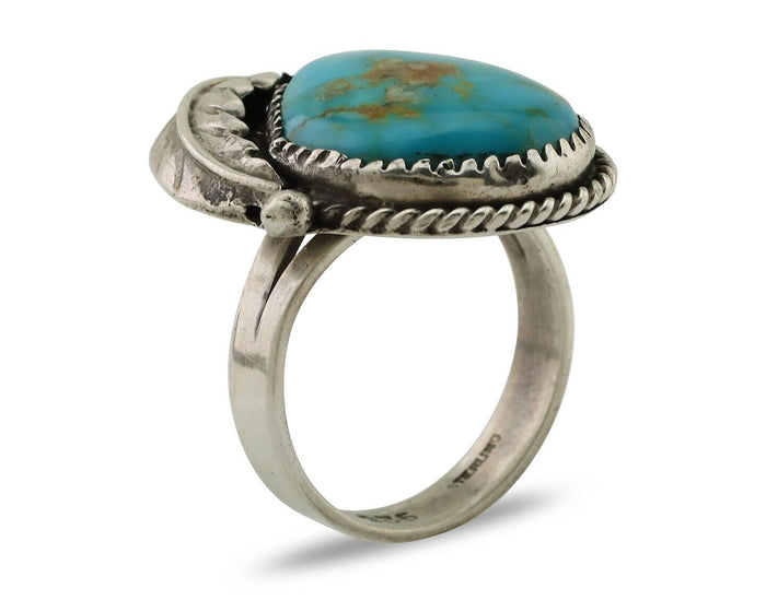 Navajo Ring 925 Silver Natural Kingman Turquoise Native American Artist C.80's