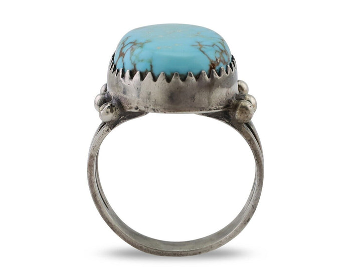Navajo Ring 925 Silver Natural Kingman Turquoise Native American Artist C.80's