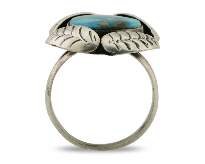 Navajo Ring 925 Silver Natural Kingman Turquoise Native American Artist C.80's