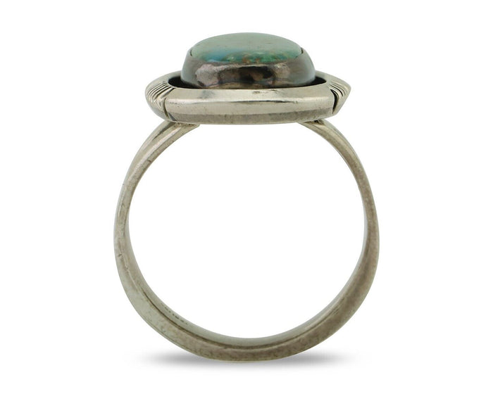 Navajo Ring 925 Silver Natural Kingman Turquoise Native American Artist C.80's