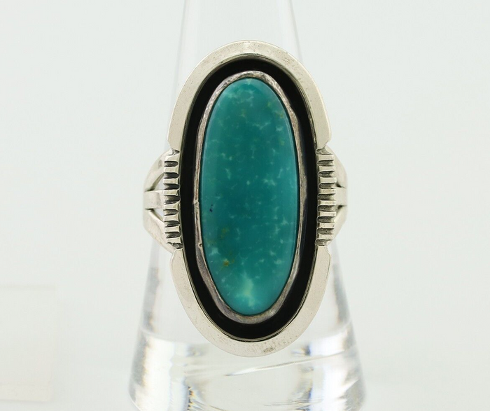 Navajo Ring 925 Silver Natural Kingman Turquoise Native American Artist C.80's