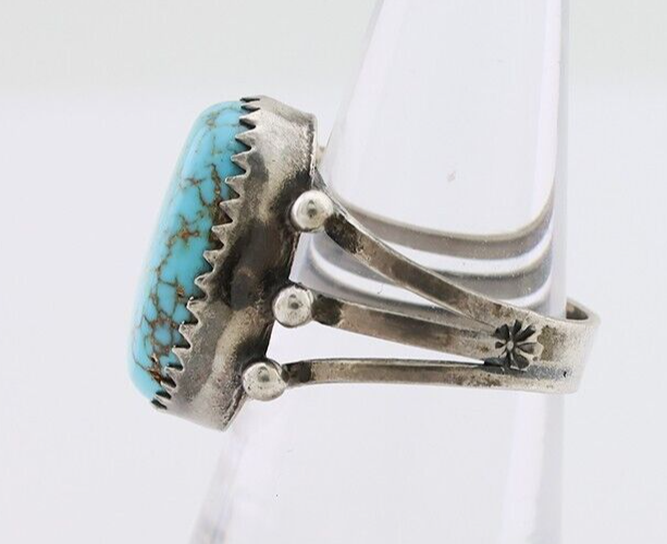 Navajo Ring 925 Silver Natural Kingman Turquoise Native American Artist C.80's