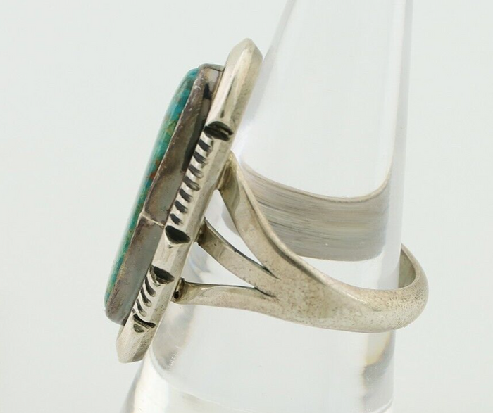 Navajo Ring 925 Silver Natural Kingman Turquoise Native American Artist C.80's