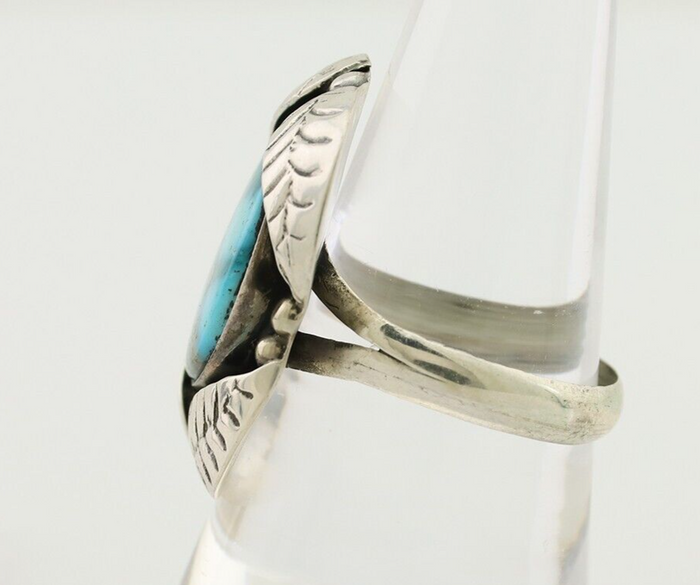 Navajo Ring 925 Silver Natural Kingman Turquoise Native American Artist C.80's