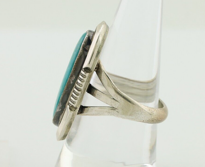 Navajo Ring 925 Silver Natural Kingman Turquoise Native American Artist C.80's