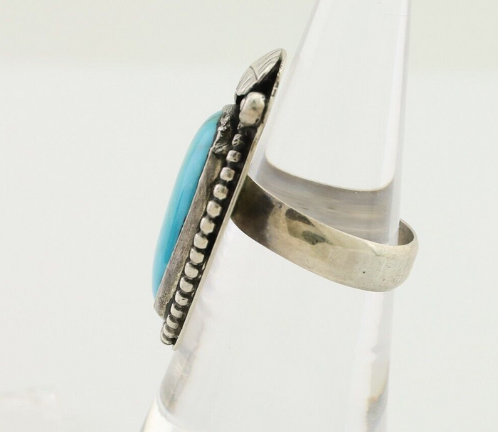 Navajo Ring 925 Silver Natural Kingman Turquoise Native American Artist C.80's