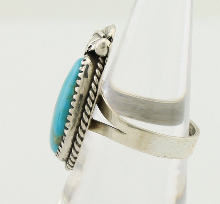 Navajo Ring 925 Silver Natural Kingman Turquoise Native American Artist C.80's