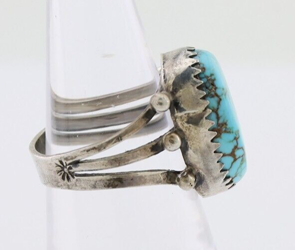 Navajo Ring 925 Silver Natural Kingman Turquoise Native American Artist C.80's