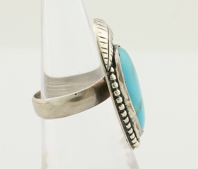 Navajo Ring 925 Silver Natural Kingman Turquoise Native American Artist C.80's