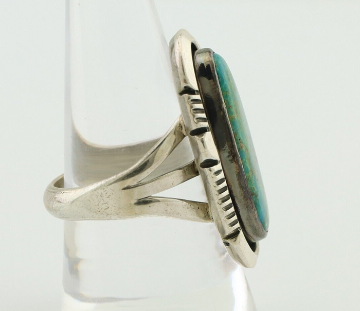 Navajo Ring 925 Silver Natural Kingman Turquoise Native American Artist C.80's