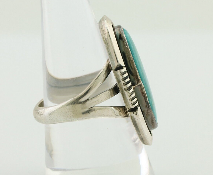 Navajo Ring 925 Silver Natural Kingman Turquoise Native American Artist C.80's