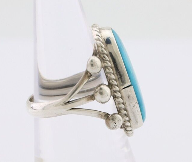 Navajo Ring 925 Silver Natural Kingman Turquoise Native American Artist C.80's