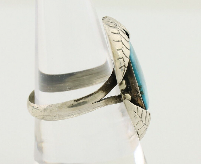 Navajo Ring 925 Silver Natural Kingman Turquoise Native American Artist C.80's