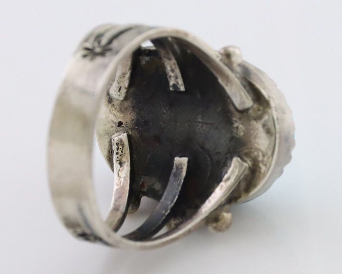 Navajo Ring 925 Silver Natural Kingman Turquoise Native American Artist C.80's