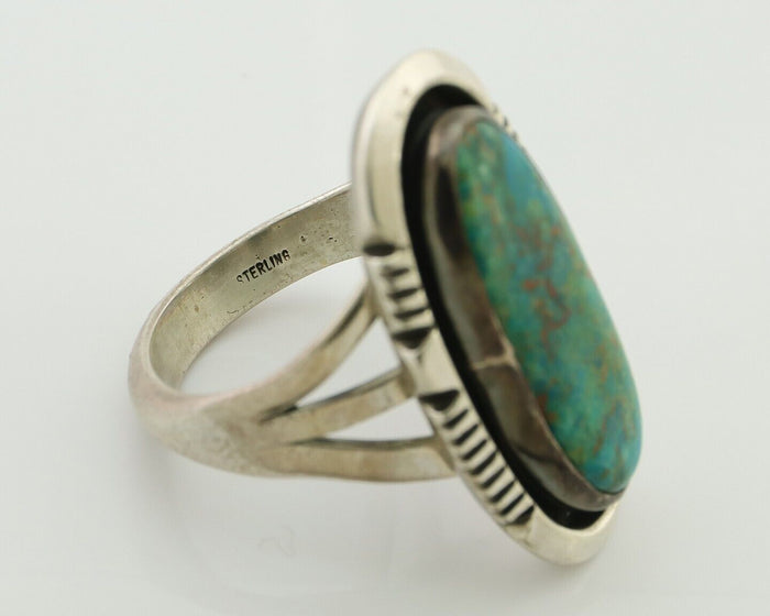 Navajo Ring 925 Silver Natural Kingman Turquoise Native American Artist C.80's