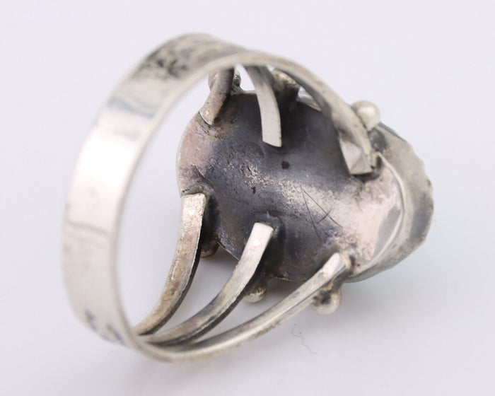 Navajo Ring 925 Silver Natural Kingman Turquoise Native American Artist C.80's