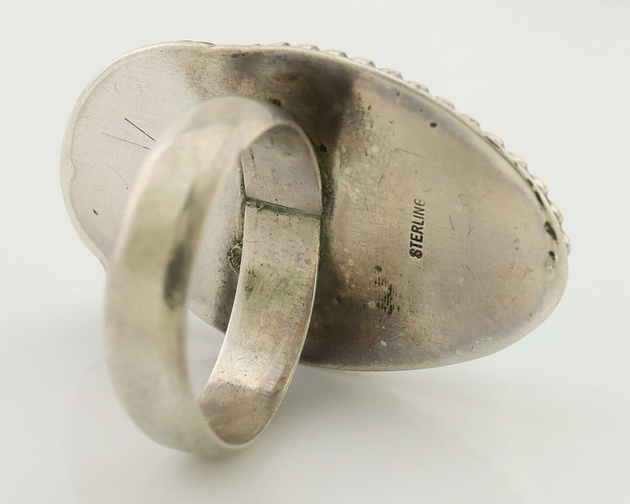 Navajo Ring 925 Silver Natural Kingman Turquoise Native American Artist C.80's